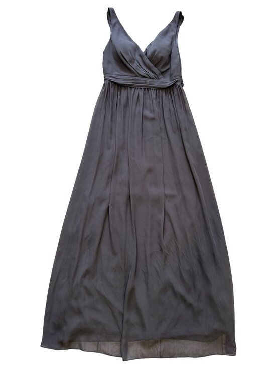 None Dresses & Skirts - Adrianna Papell Sleeveless Drape Back Gray Maxi Dress Empire Waist V-Neck NWT